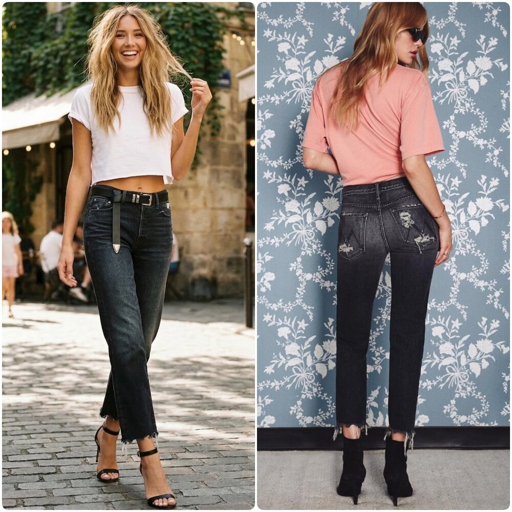NWT Mother The Saint Chew Crop Straight Of Cats & Kings‎ Dark Grey 25, 26 $238